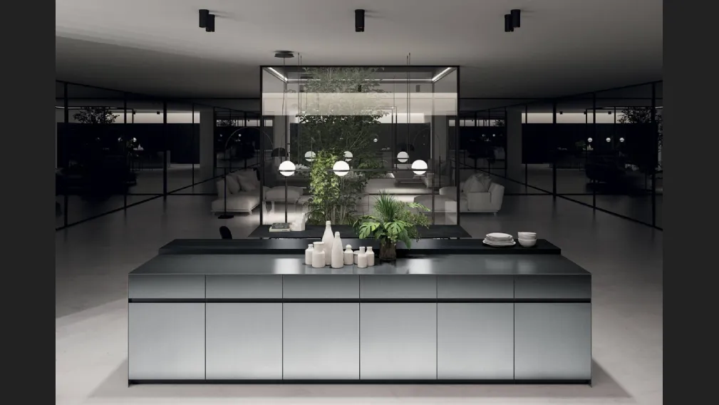 Cucina Design con isola in acciaio inox Smart 5 di Nova Cucina